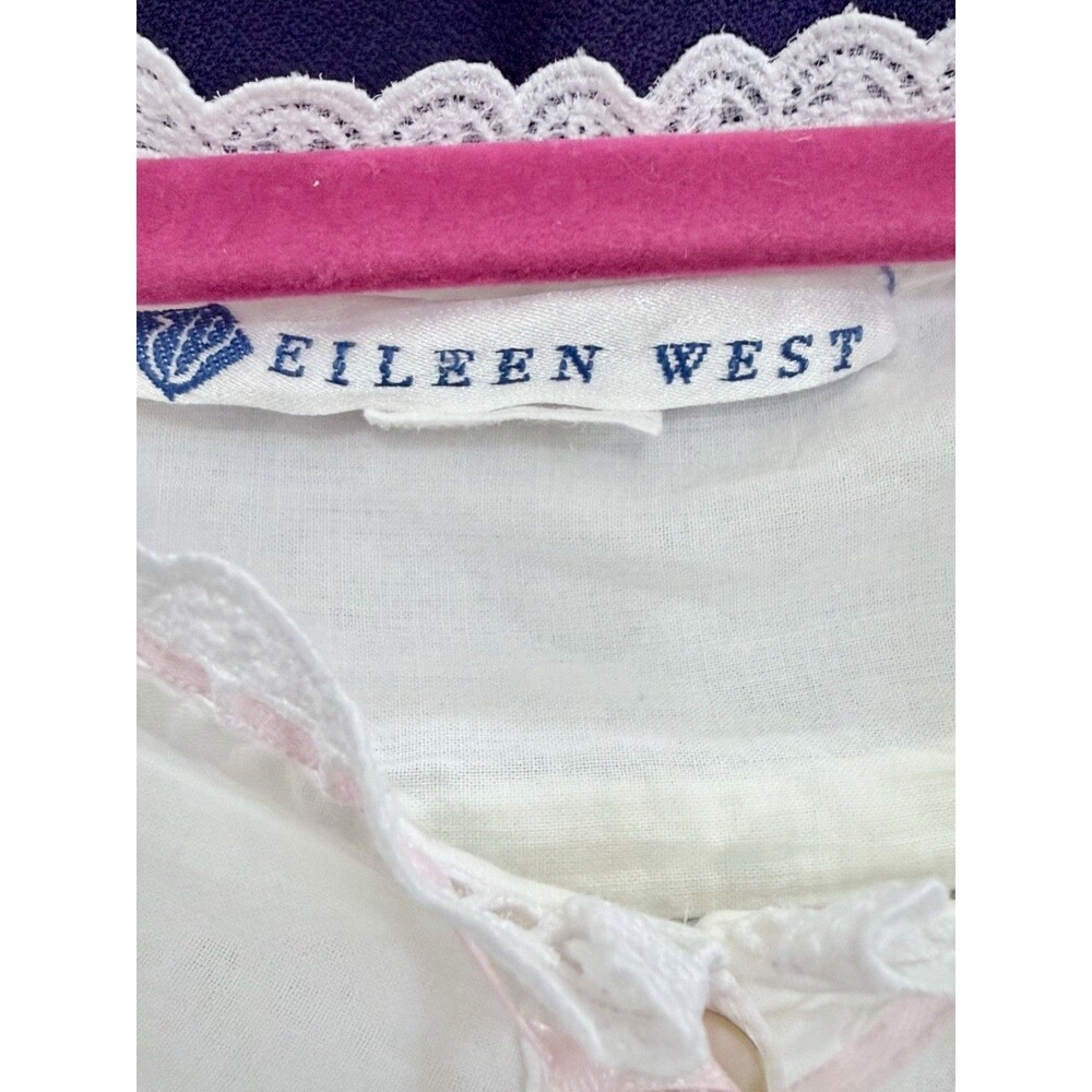 NWOT Vtg 80s Eileen West White Cotton Lawn Nightgown Pockets Lace L Prairecore - Picture 10 of 14